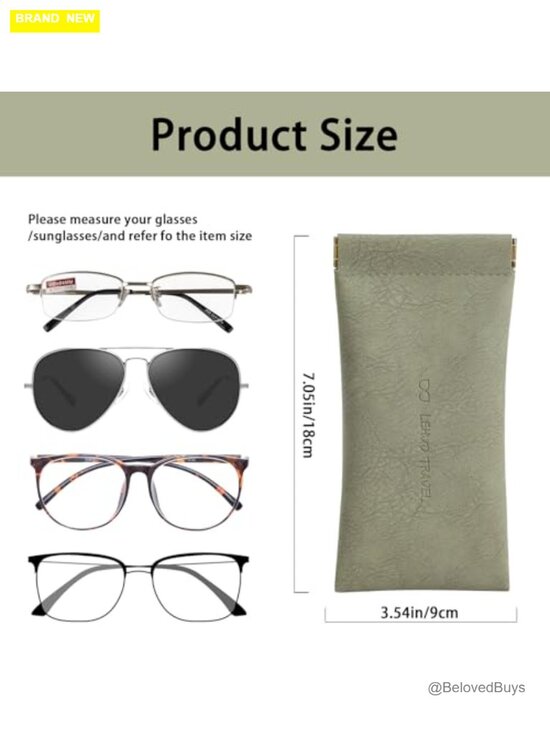 3 PU Leather Eyeglass Cases Slim Squeeze Top Soft Glasses Case for Women main image 6